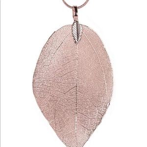 Just Arrived! Filigree rose gold leaf long chain